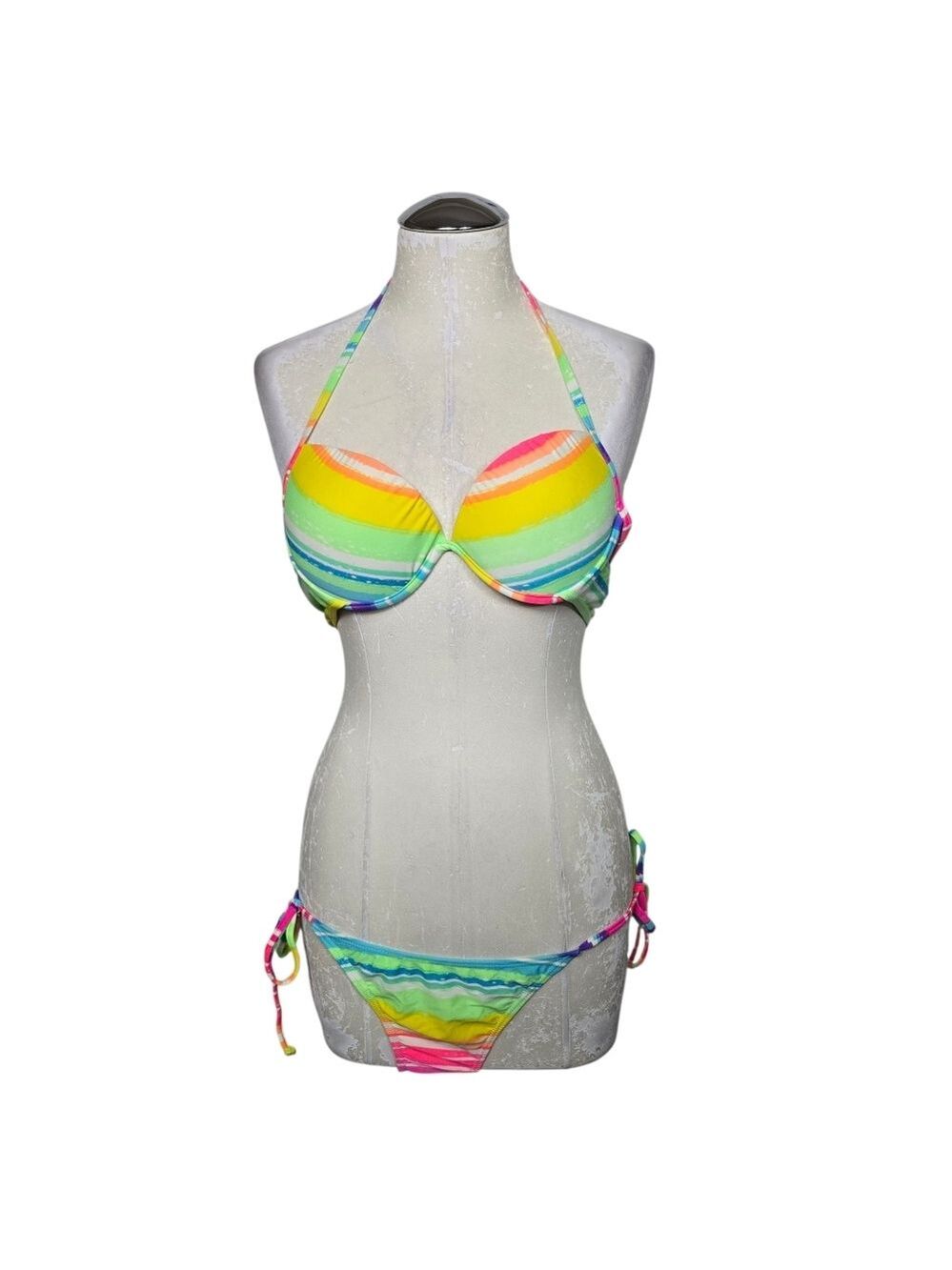 Plunge 2 Piece Yellow Green Pink Matching Set M